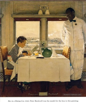 Norman Rockwell Painting - boy in a dining car 1947 Norman Rockwell